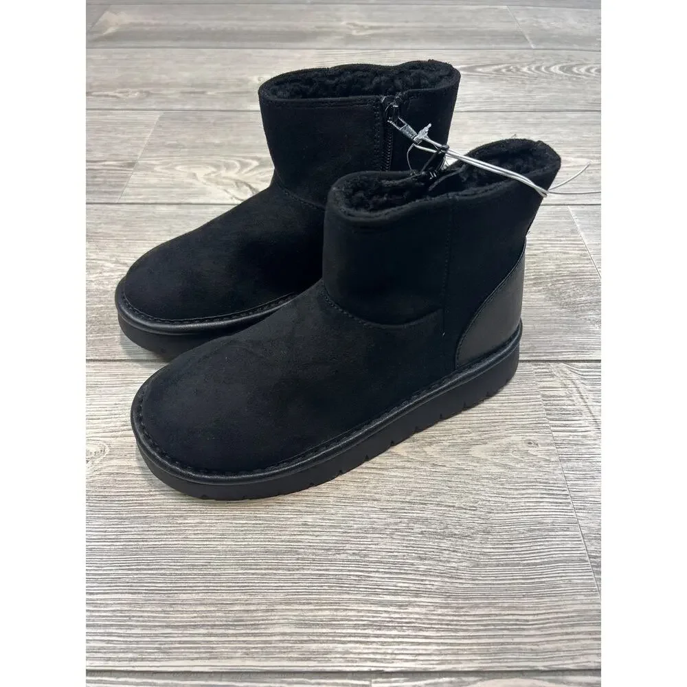 Cat & Jack Girls' Honor Faux Suede Style Boots Black Size 1 NWT